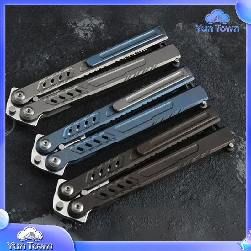 Фото Тренировочный балисонг Maxace Pelican-M с рукоятью из титана TC4, лезвием M390 Live Blade и струнным инструментом из стали 440C, EDC-инструмент для тюнинга, бабочка-нож №3
