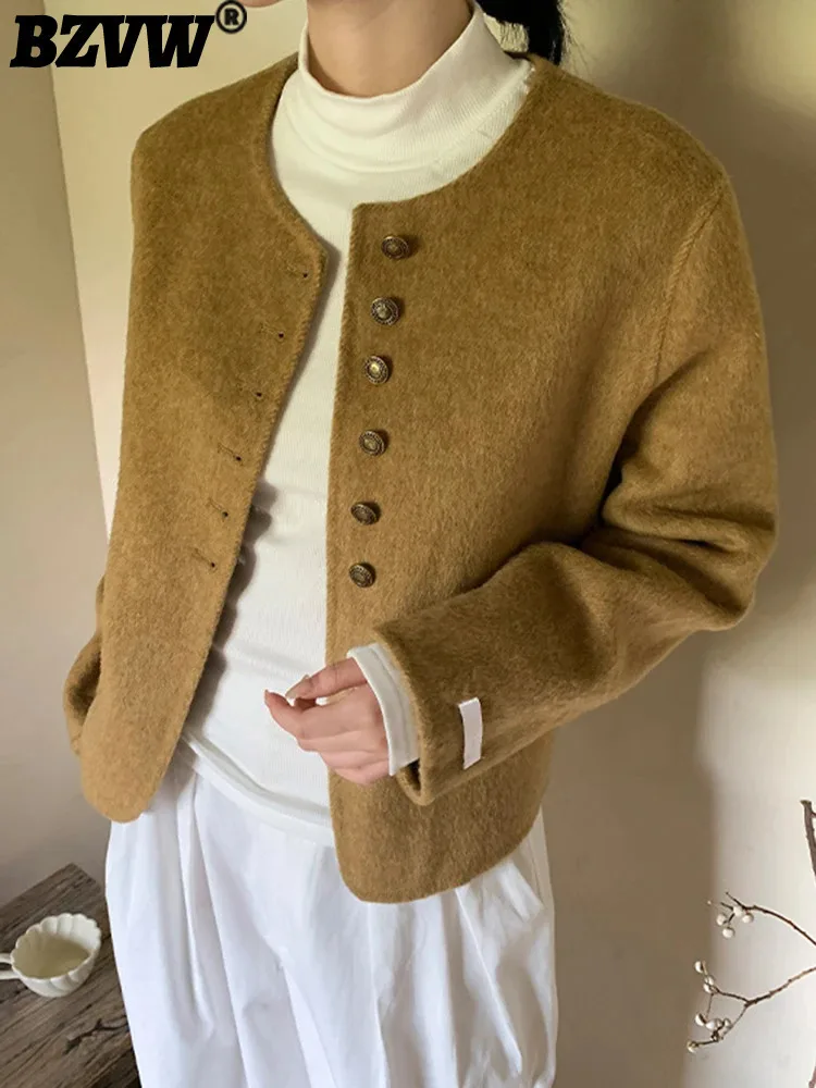 BZVW офисное женское короткое двустороннее шерстяное пальто однобортное