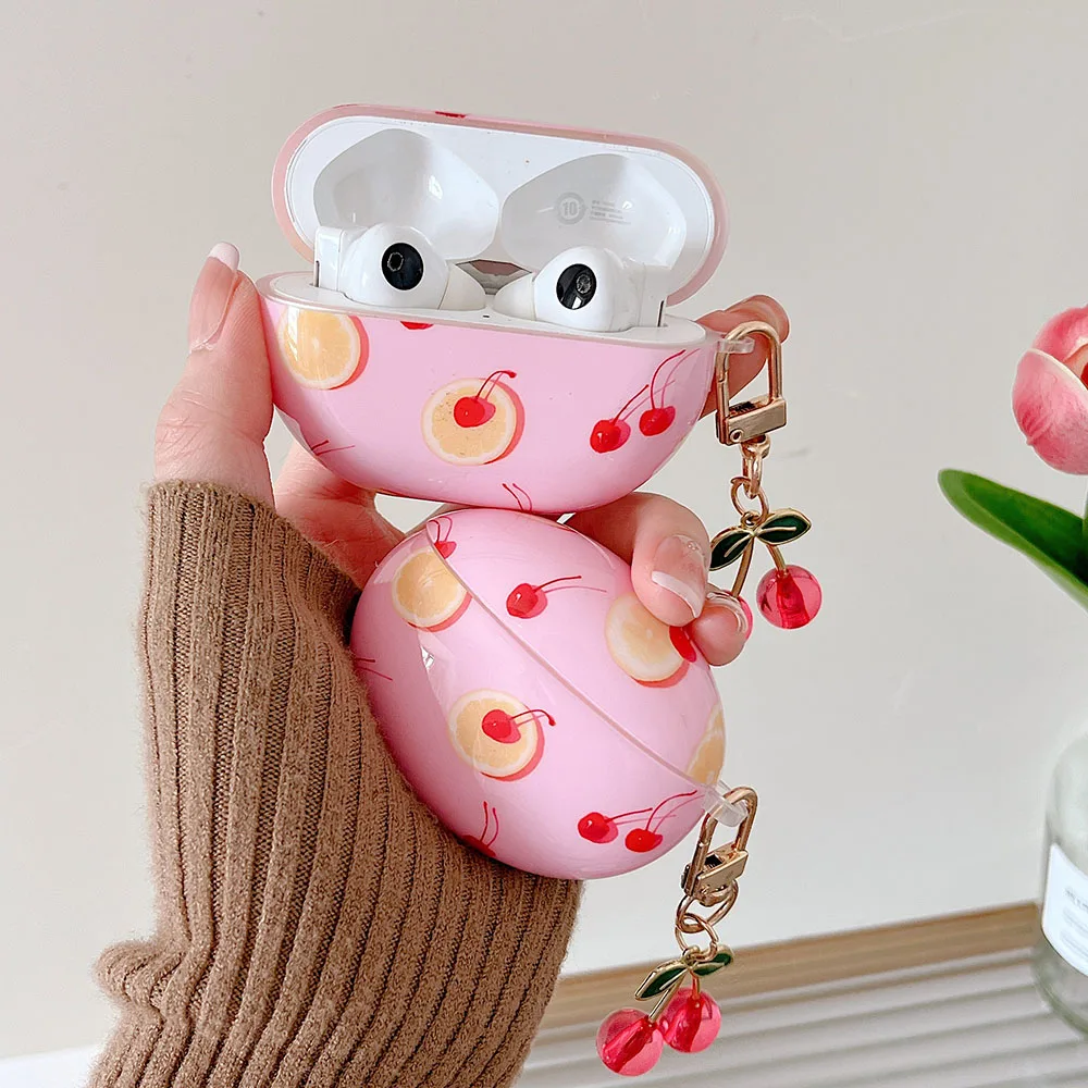 

Розовый чехол для наушников с рисунком вишни 3D фрукты брелок цепочка для Huawei Freebuds Pro 4i чехол мягкий чехол для наушников для Free Buds 3 4