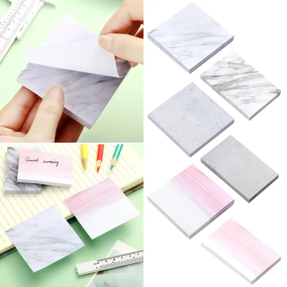 

80 Sheets Office Stone Style School Bookmark Memo Pad Sticky Notes Self Adhesive Marble Color