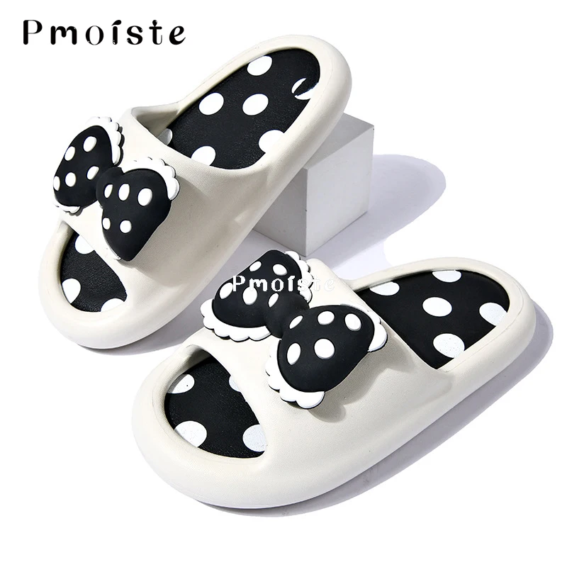 Women's Bowknot Slippers for Home Falt Cute Summer Shoes Soft Bathroom House Slipper Non-slip Designer Slides Wear-resistant