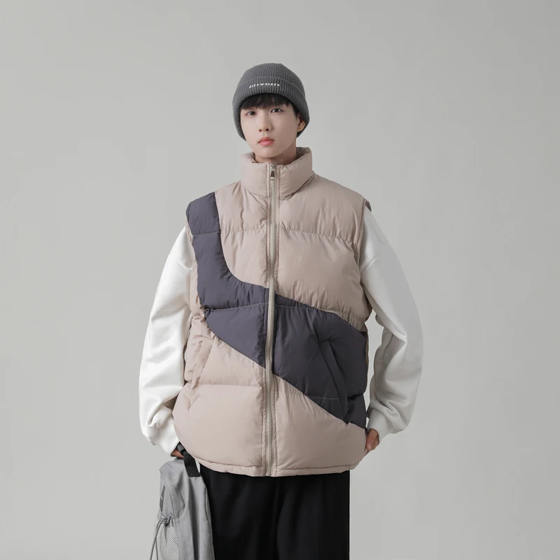2022 winter wear new color contrast cotton vest men's winter vest vest