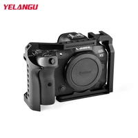 yelangu camera cage c22 for dslr canon eos r5 r6 form fitting cage with cold shoe nato rail 14 quick release plate vlog rig