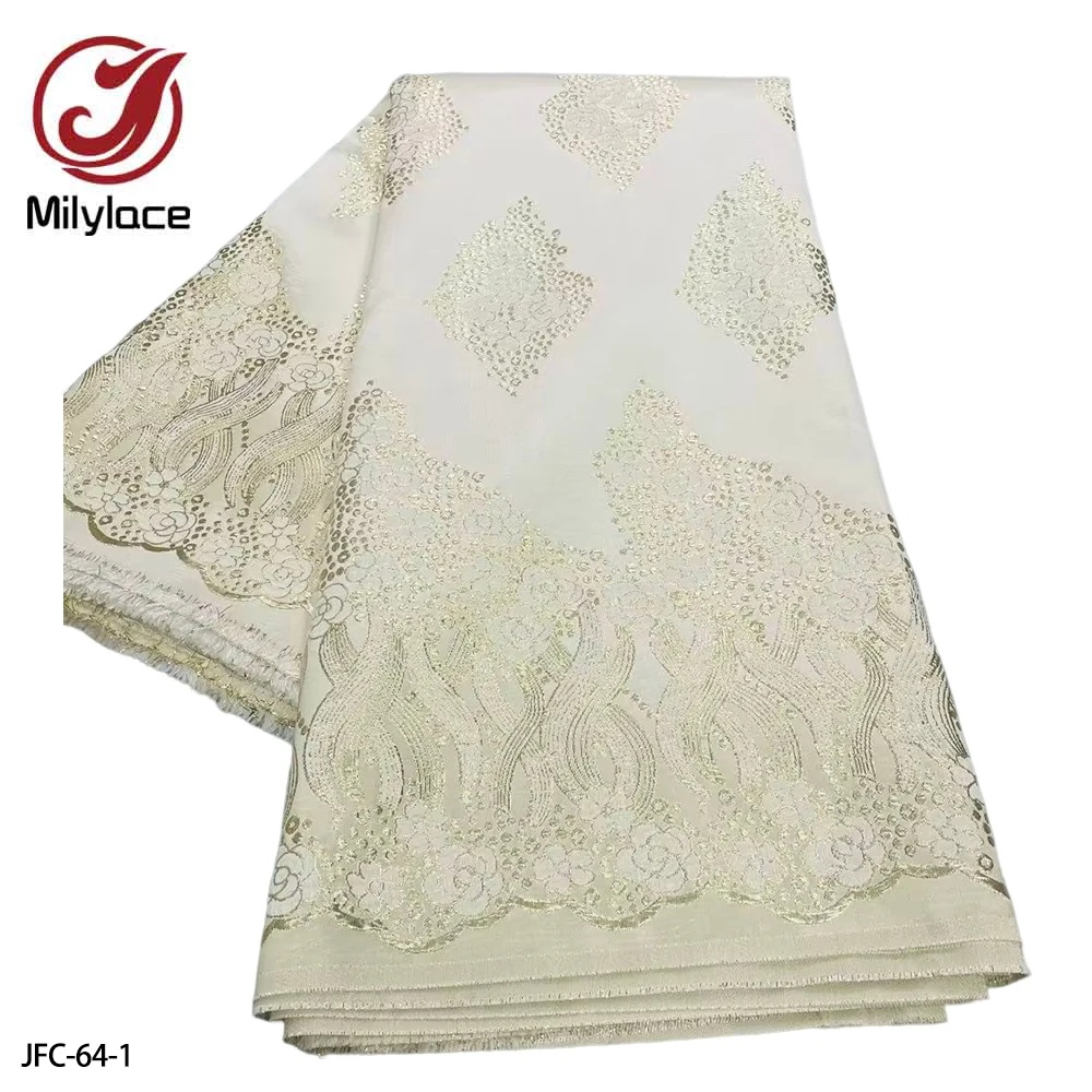 

Latest Jacquard Fabric Brocade Lace African Tulle Net Lace Fabric Brocade Fabric for Nigerian Wedding JFC-64