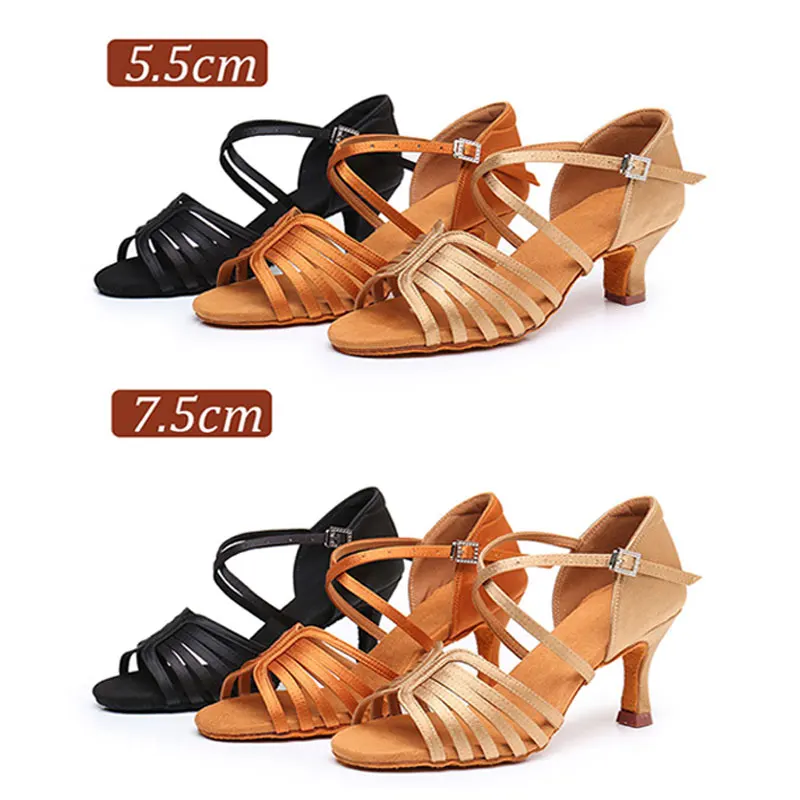 Women Latin Dance Shoes Ballroom Tango Salsa Dancing Shoes fro Ladies High Heeled Adjustable Soft Bottom Dance Shoes Wholesale