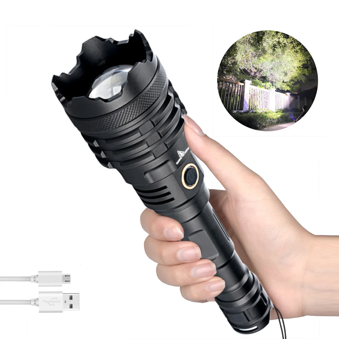 Rechargeable Flashlights 5800 High Lumens Super Bright LED Tactical Flashlight Waterproof 5 Modes Zoomable for Camping  Hunting