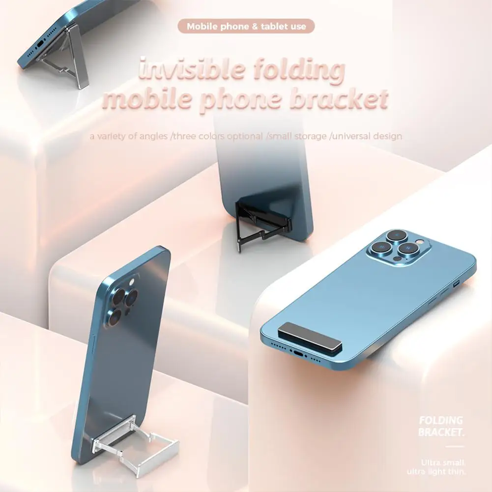 

Mini Mobile Phone Holder Ultra-thin Aluminum Alloy Multi-function Adjustable Foldable Cell Phone Bracket for iPhone 13 12 pro