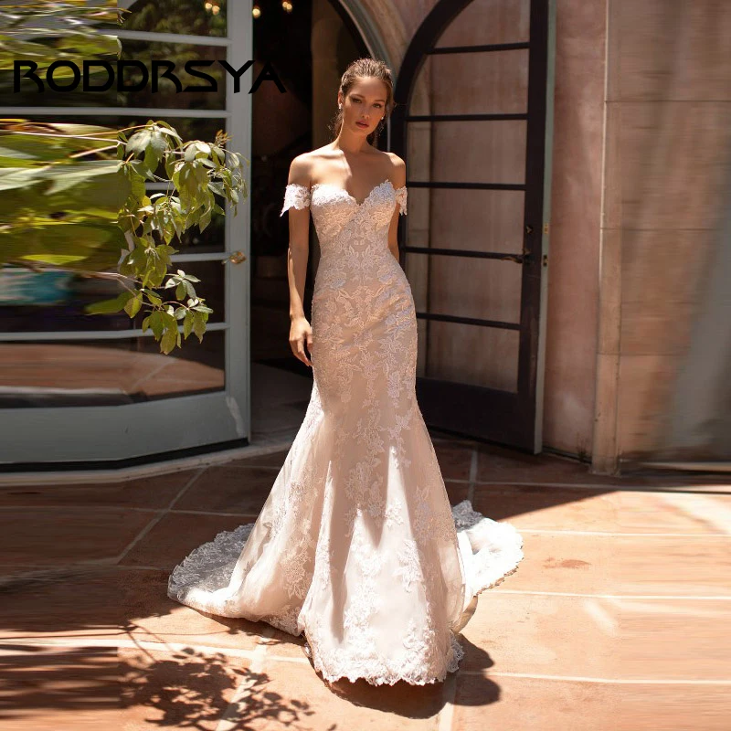 

RODDRSYA Sexy Mermaid Wedding Dress Sweetheart Lace Appliques Bridal Gowns Customize Sweep Train Bride Party Robe de mariée