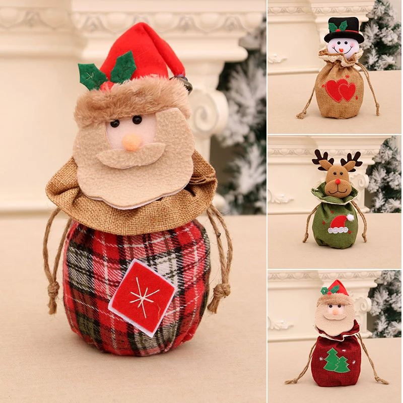 

Рождественский держатель для конфет, сумка на шнурке, мультяшный чехол для туалетной бумаги, Декор, праздничная закуска, органайзер для хра...