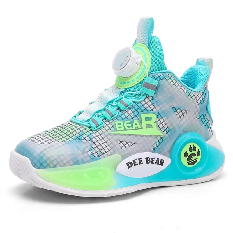

Boys' Casual Shoes Autumn New Rotating Button Children's Sports Shoes Breathable Mesh Children's Basketball Shoes