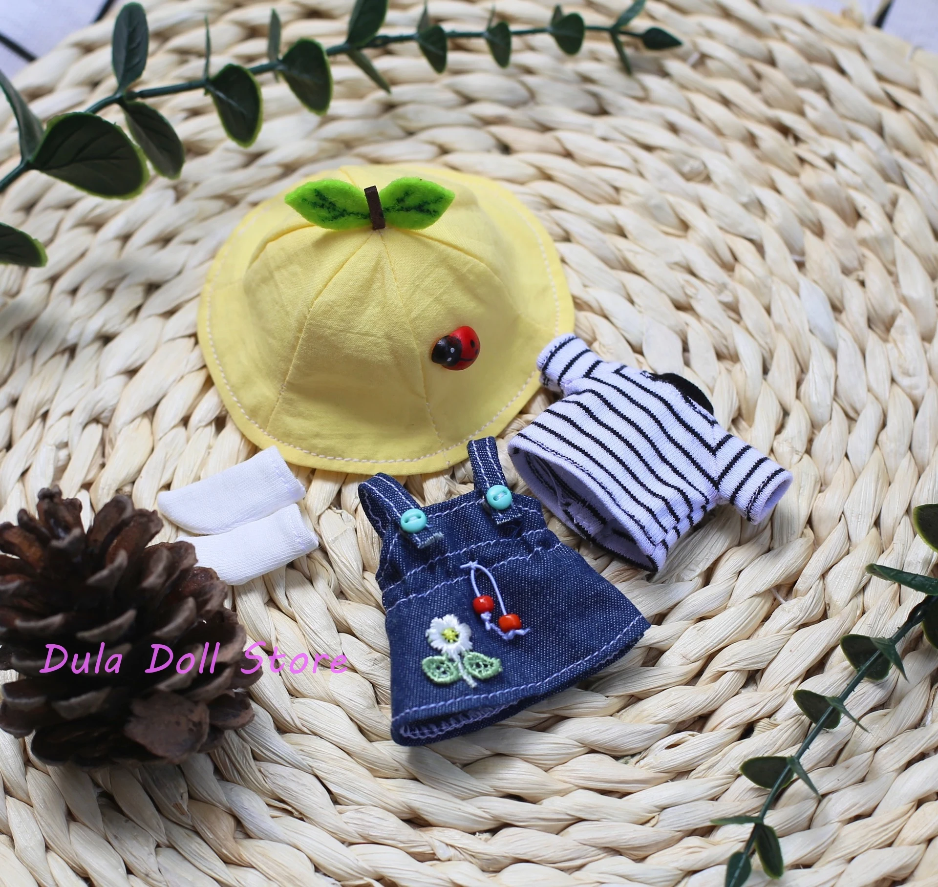 Одежда для кукол Dula джинсовый нагрудник полосатый нижнее белье костюм Ob11 gsc