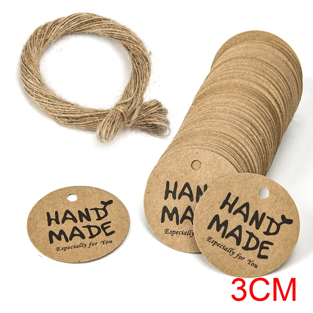 

Подарочные бирки из крафт-бумаги, 100 шт.