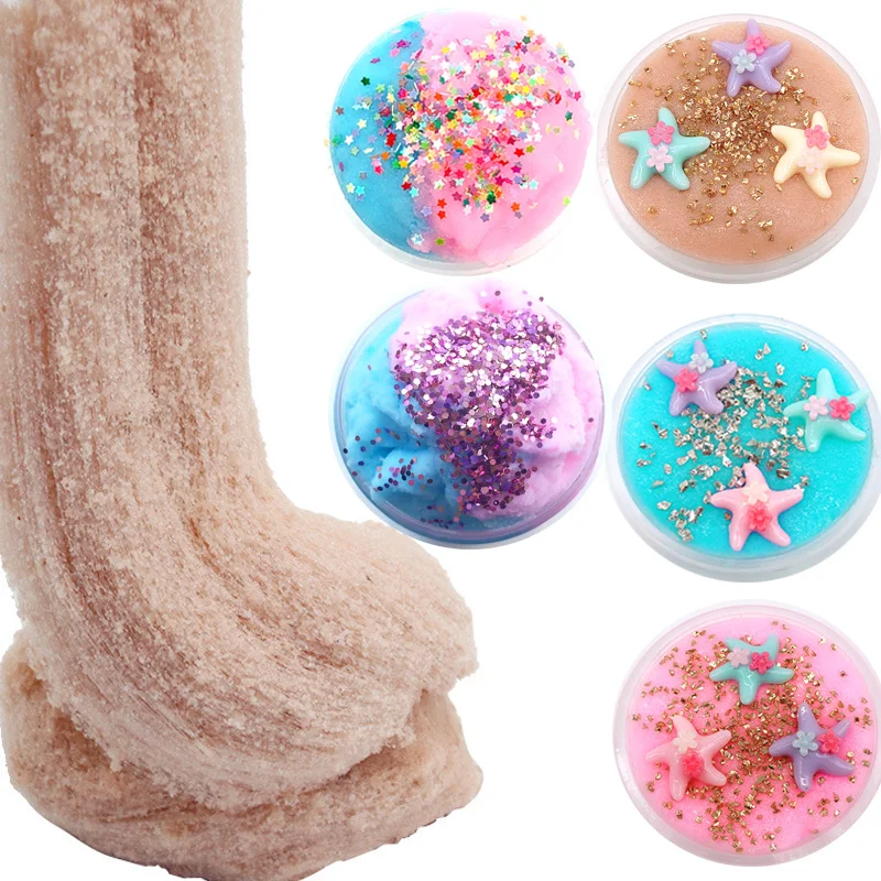 

60ml Starfish Sequins Slime Brushed Silk Mud Cloud Mud Crystal Cotton Clay Modeling Polymer Clay Sand Plasticine Handmade Toy