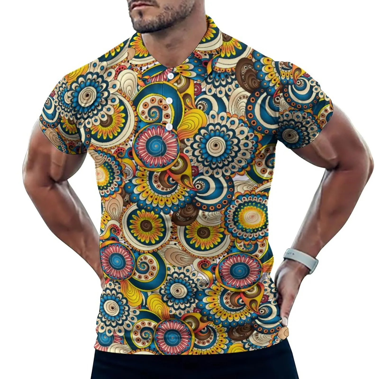 

Повседневные футболки-поло с разноцветными подсолнухами; Абстрактные футболки с короткими рукавами и графическим рисунком; Летняя модная ...