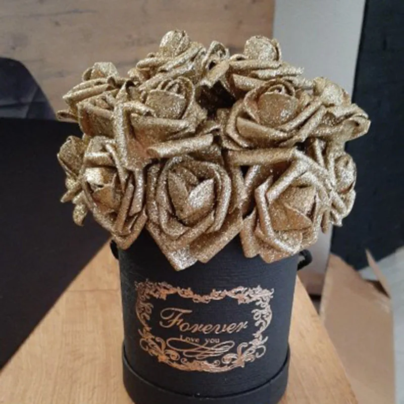 

25/50pcs of 5cm Glitter Rose with 10cm stick artificial Flower New year Christmas wedding decoration DIY birthday home decor