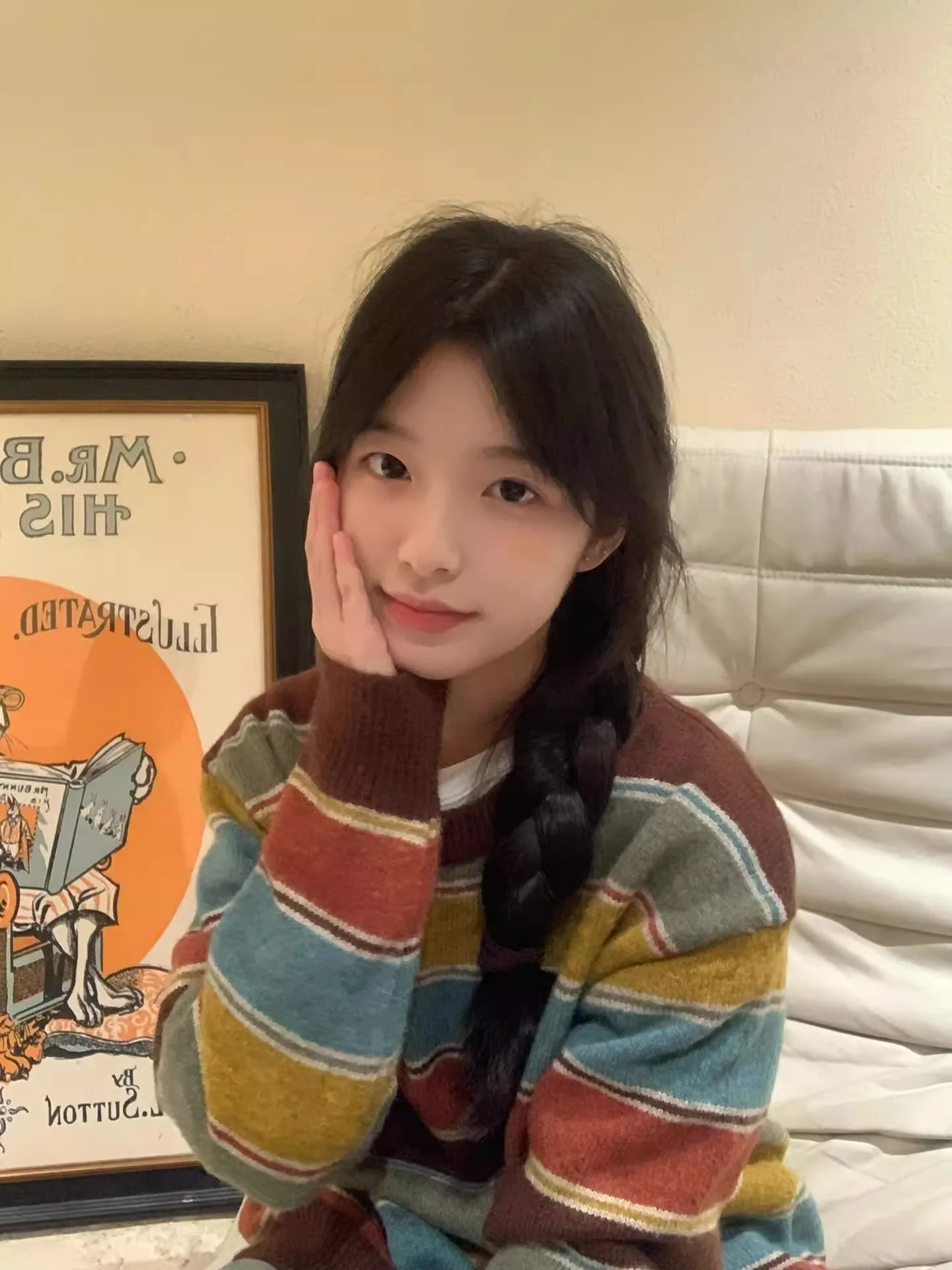 Корейская серия полосатый свитер контрастного цвета в стиле ретро женский