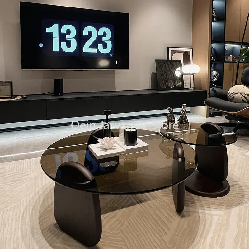 

Modern Glass Coffee Tables Living Room Center Nordic Round Luxury Coffee Tables Apartment Stolik Kawowy Household Items WZ50CJ