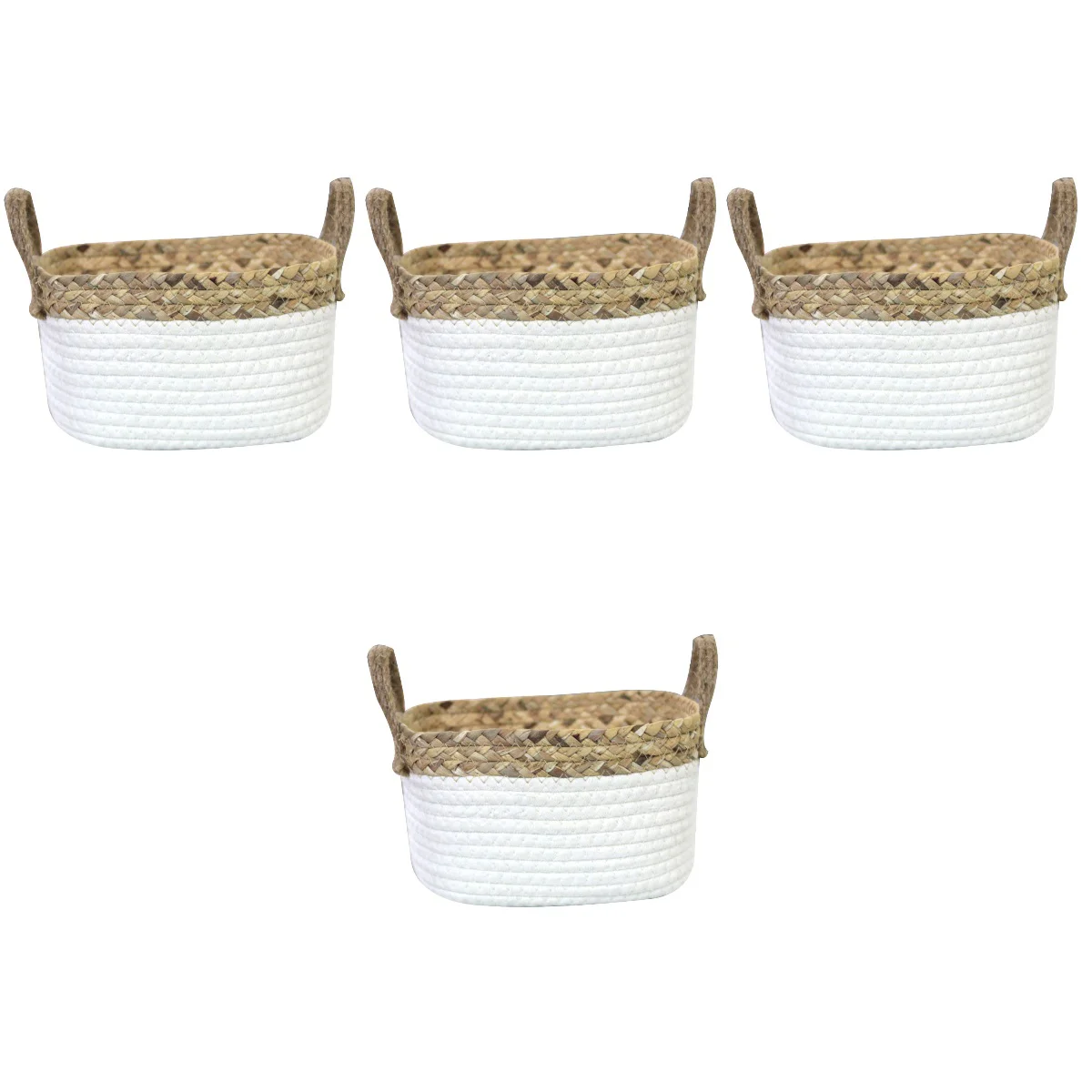 

4x Premium Creative Multi-use Handle Design Sundry Basket Cotton Rope Storage Basket Sundries Holder Rope Basket for Home