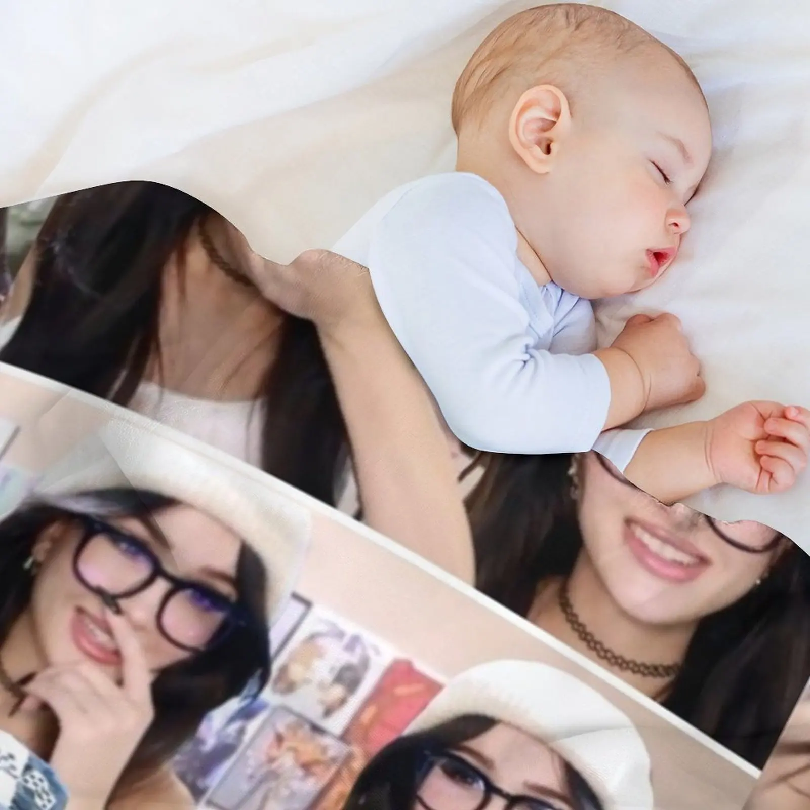 Фото Одеяло-плед Sssniperwolf с рисунком колажа, дышащее, легкое, для взрослых и детей №3