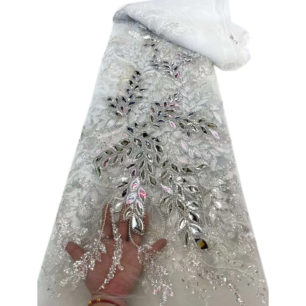 Французская Африканская 3d Кружевная Ткань С Бисером Высококачественная Вышивка