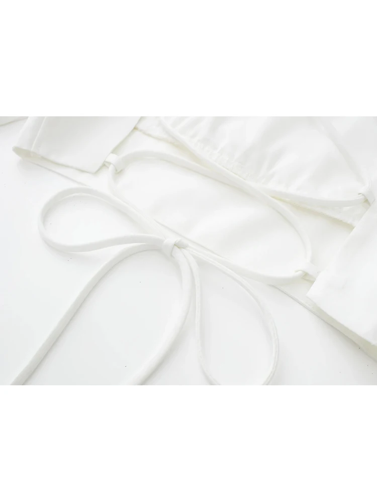 Кроп-топ женский летний плиссированный с открытыми плечами и открытой спиной |