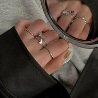 4pcs fashion butterfly metal punk rings set for women teen party jewelry gifts accessories buckle female index finger ring