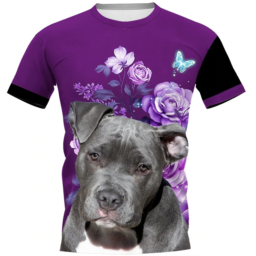 

CLOOCL Fashion Pit Bull Terrier T-shirts 3D Flower Animals Dog Make Life Whole T-shirt Harajuku Hip Hop Tees Women T Shirts