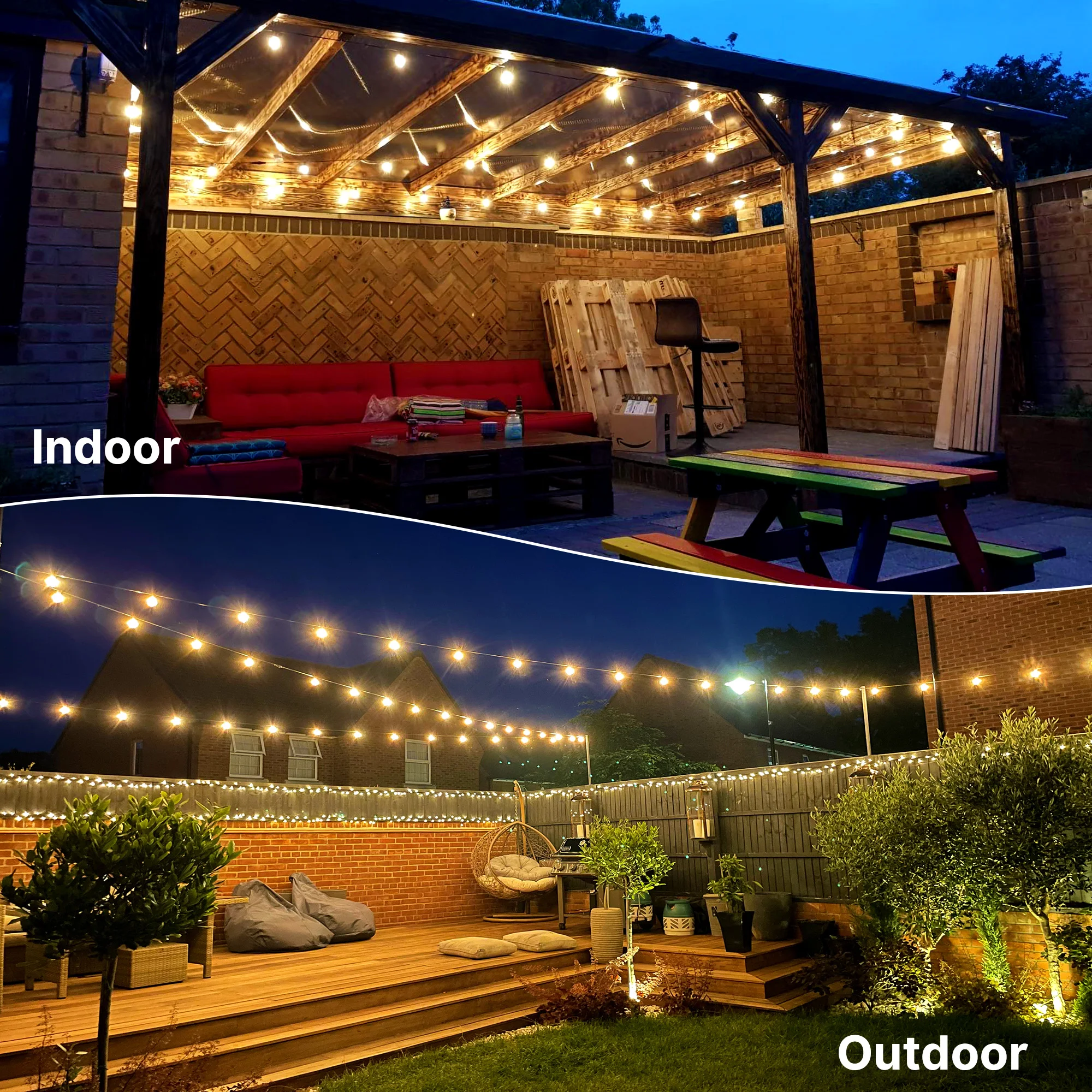 Уличные фонари Fairy Lighting 15 м 30 Lampoons G40 Водонепроницаемые пластиковые лампы с теплым