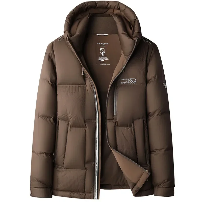 Короткий пуховик с капюшоном стеганый утиный пух мужские легкие стеганые куртки