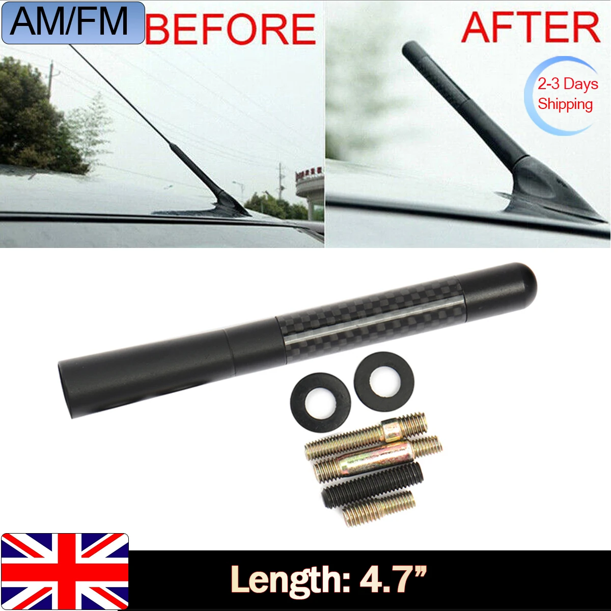 

12cm Universal Car Antenna Small Short Car Aerial Mini Car Radio Accessories FM/AM Inputs M5 M6 Black Car Antenna for VW Toyota