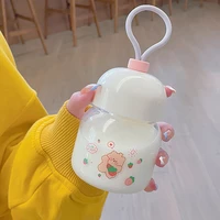 kawaii strawberry bear glass water bottle for girls children 250ml mini cute portable glass bottle for drinks coffee milk juice