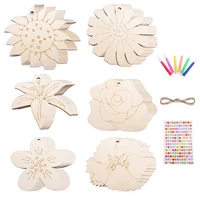 flower wooden cutouts 60 pieces blank flower shape wooden paint crafts diy paint crafts for home decor wall art ornament ideal