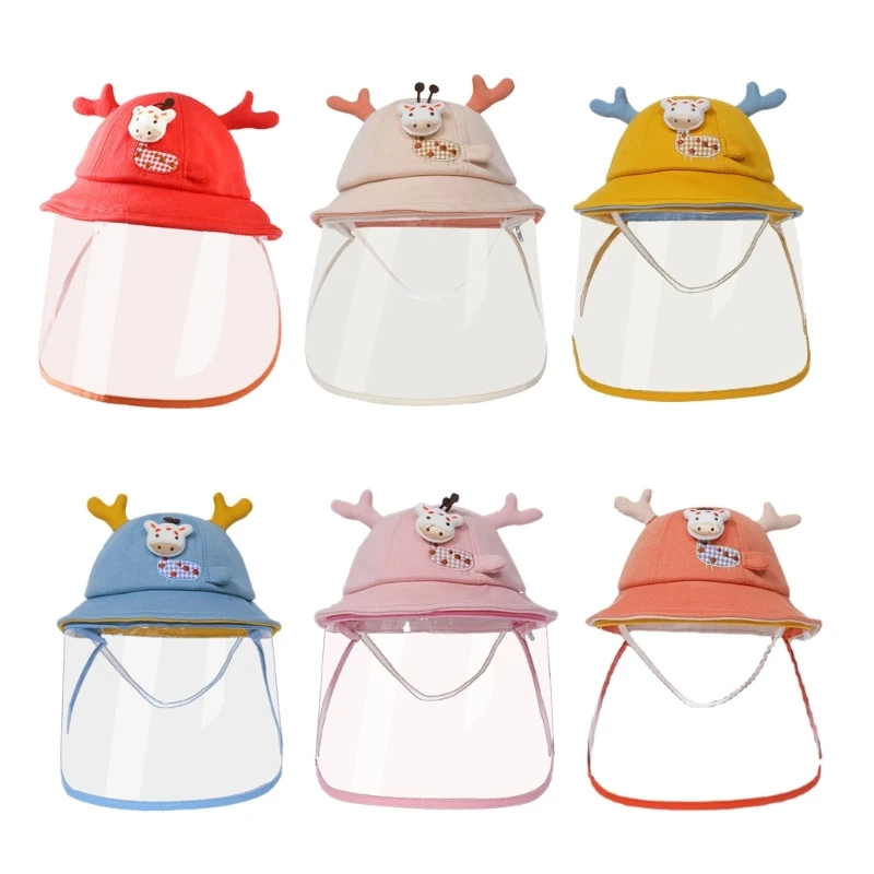 

Kid Sunhat Fisherman Hat Baby Caps Protective Brim Clear Safety Face Shield Masks Prevent Saliva Anti UV-Sun Bucket Caps