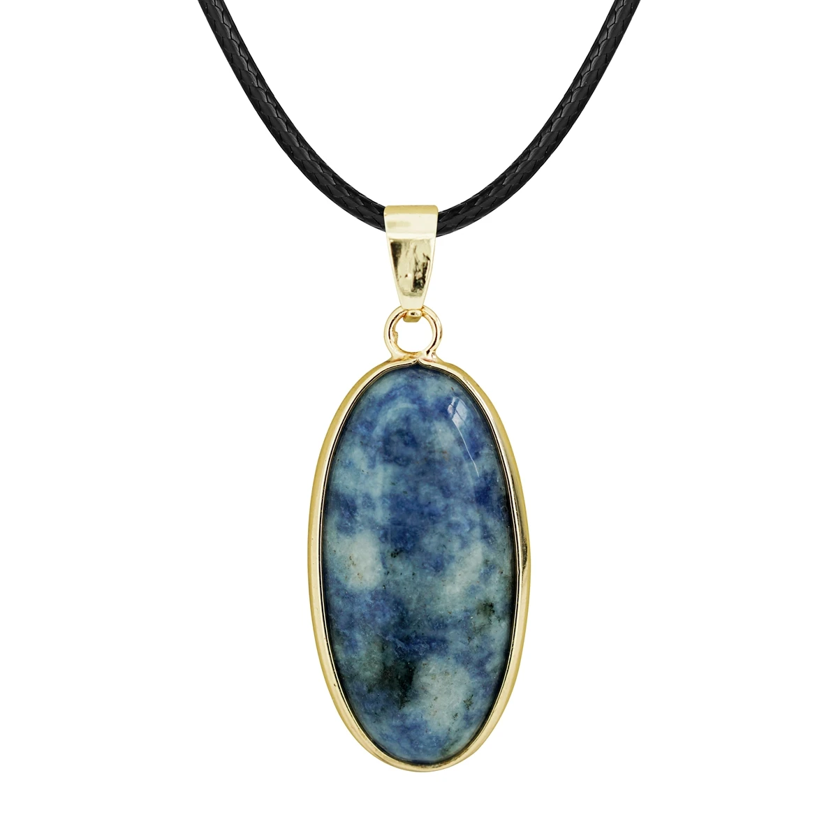 

1.2Inch Gold Wrapped Oval Sodalite Pendant Necklace for Women Girl Wholesale Healing Chakra Crystal Yoga Jewelry Choker