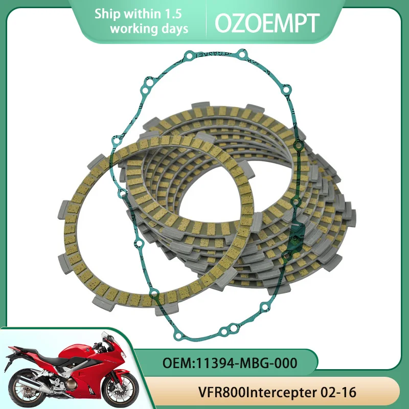 

OZOEMPT Motorcycle Clutch Disc Set and Cover Gasket Apply to VFR800 Intercepter 02-16