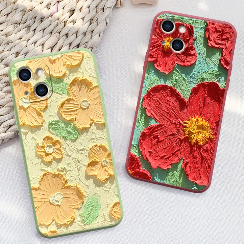 Роскошный милый Художественный Цветочный чехол для телефона iPhone 11 Чехлы 12 Mini 13