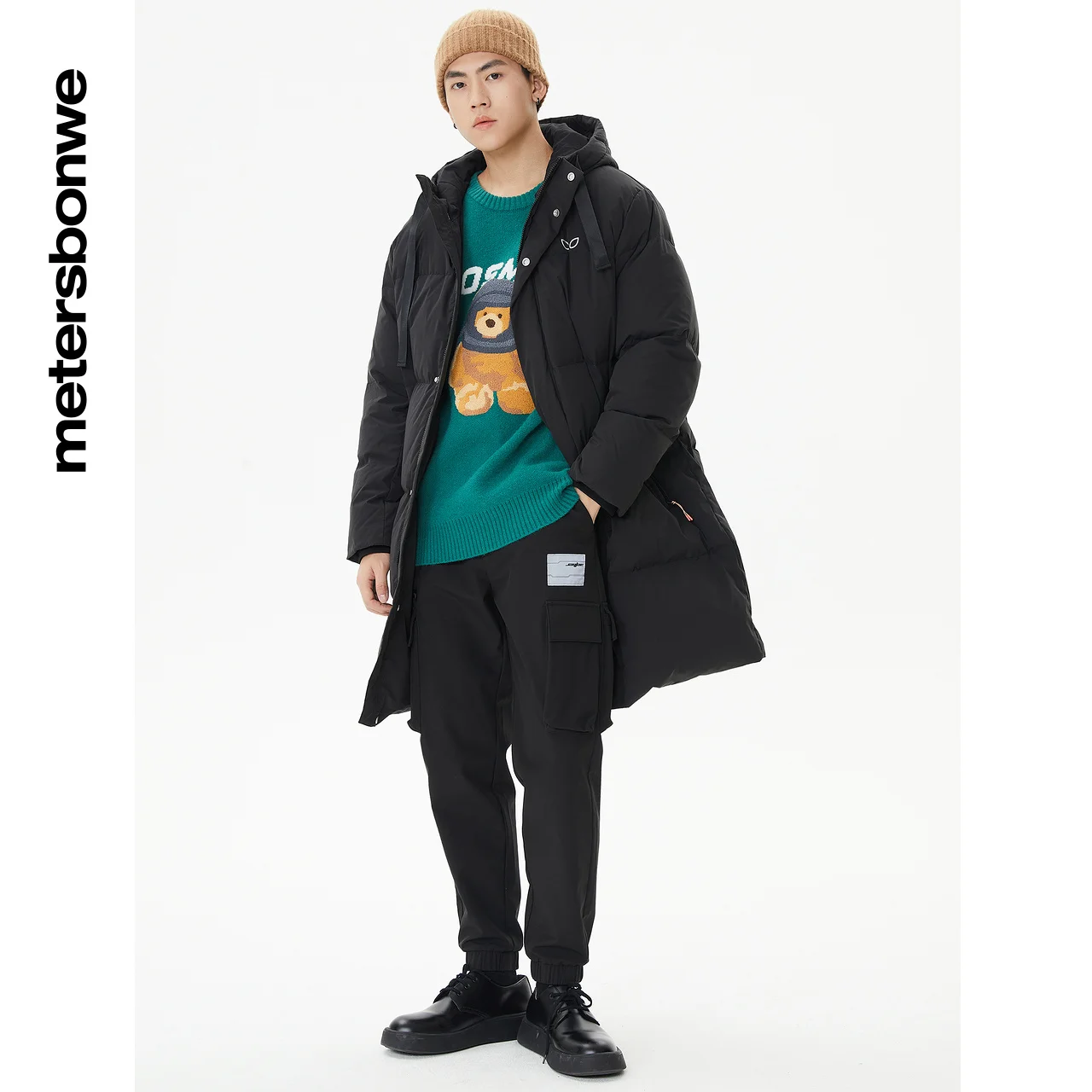 Metersbonwe Long Hooded Down Jacket Men Winter Simple Down Coat Male Fashion Overcoat Outerwear Warm Greatcoat Brand Clothing