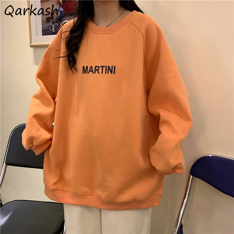 

Hoodies Womens Letter Printed Bf Leisure O-neck Lantern Long Sleeve Fashion Simple Loose Thickening Ulzzang Popular All-match
