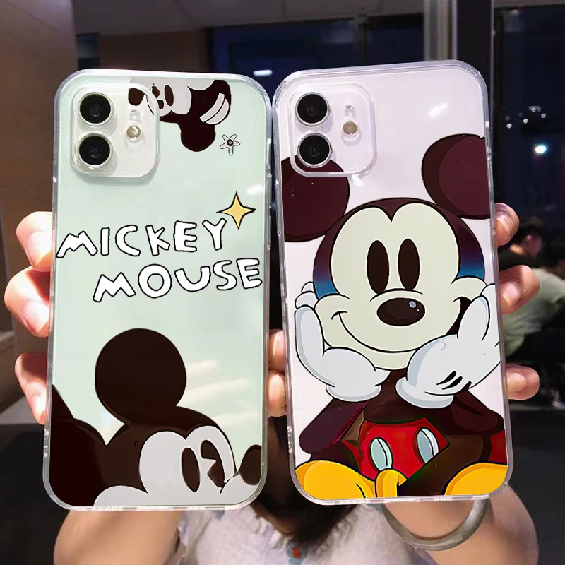 

Cute Mickey Mouse For Apple iPhone 13 12 11 Pro Mini X XR XS Max SE 6 6S 7 8 Plus Clear Phone Case Cover Coque Back Soft Funda