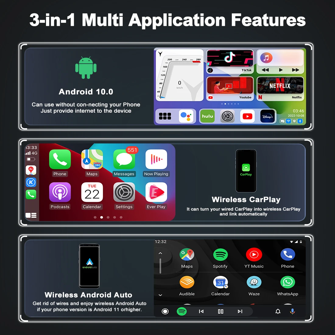 Фото TBOX MAX 3.0 Carplay Ai Box 8/128G с беспроводным CarPlay, Android Auto, HD MI выходом и Air Mouse для мультимедийных систем автомобиля №5