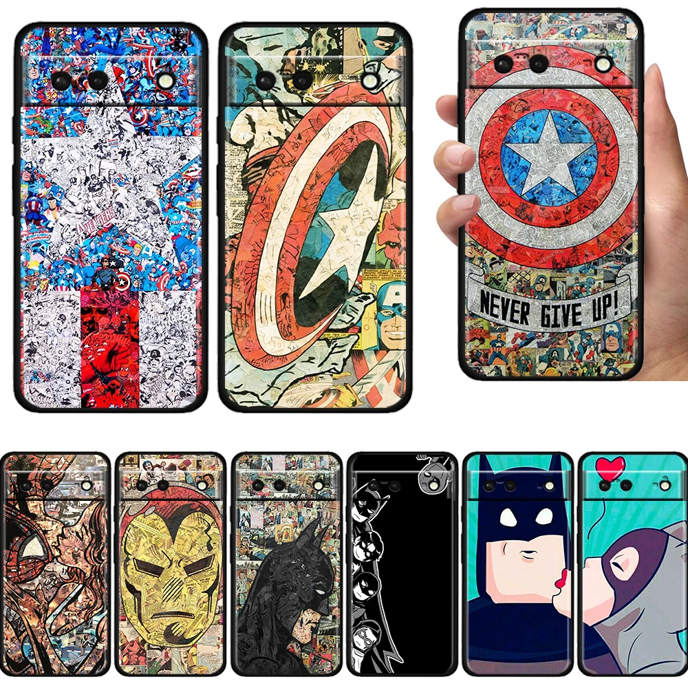 

Marvel superhero cool Shockproof Case for Google Pixel 7 6 Pro 6a 5 5a 4 4a XL 5G Silicone Black Phone Cover