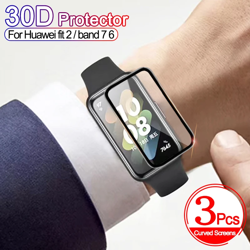 Полная изогнутая защитная пленка 30D для умных часов Huawei Watch Fit 2 мягкая Honor Band 6 7