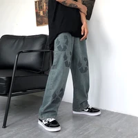 2022 new fashion graffiti vintage men baggy jeans trousers hip hop straight loose harajuku denim pants for teens korean clothes