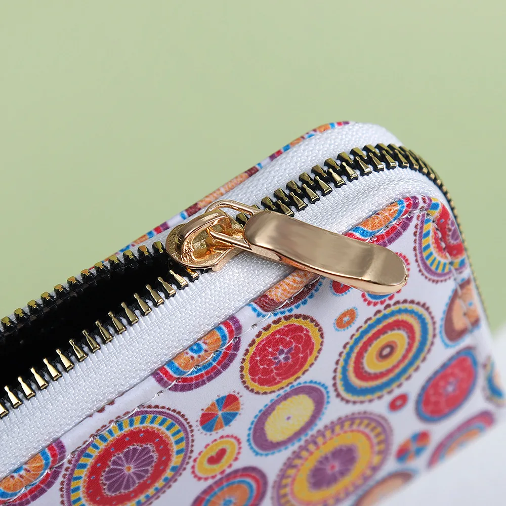 Women Short Organ Card Holder Ethnic Printing Zipper Coin Purse Multi-card Pocket Clutch Credit Card Bag  Badge Holder Wallet
