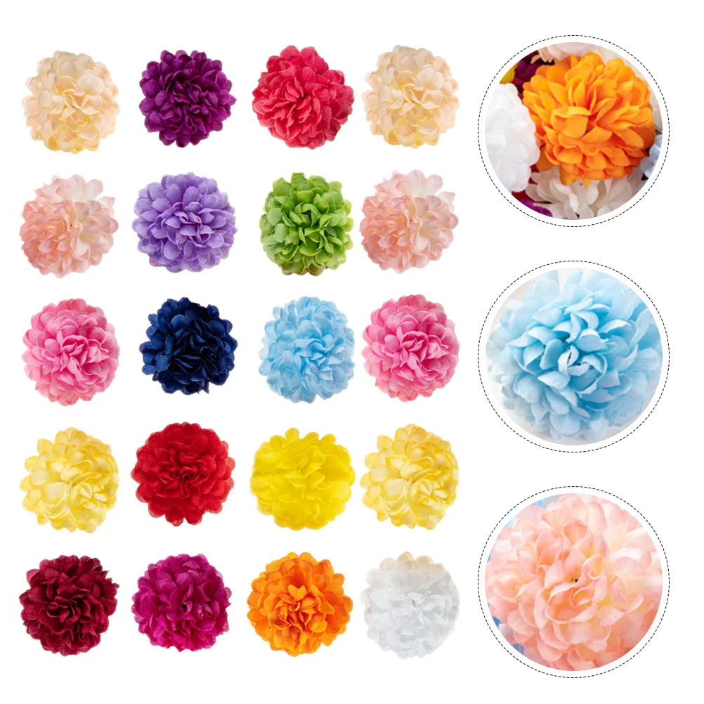 

35 Pcs Fake Chrysanthemum Silk Flowers Heads For Crafts Daisy Artificial Headdress DIY