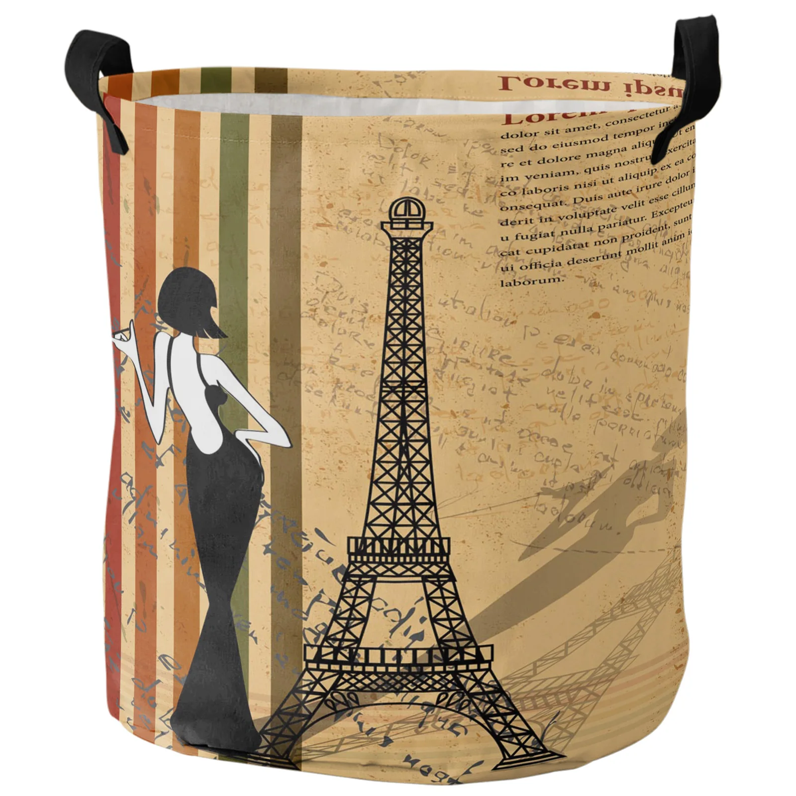 

Корзина для белья в стиле ретро с изображением Эйфелевой звезды