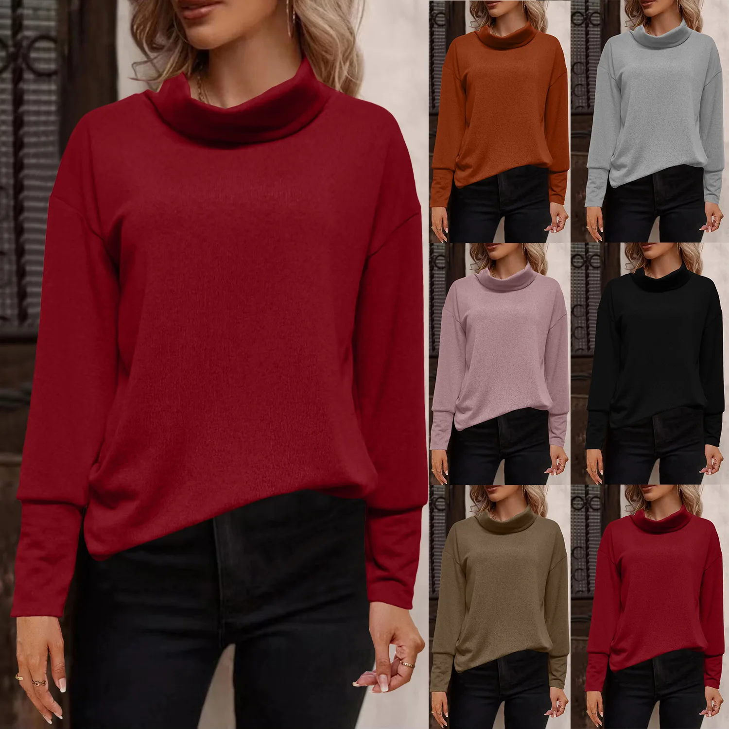 

Women's Fashion Casual High Neck Sweater 2023 Autumn/Winter Solid Color Cashmere Knitwear Elegant Office Lady Pullover S-3XL