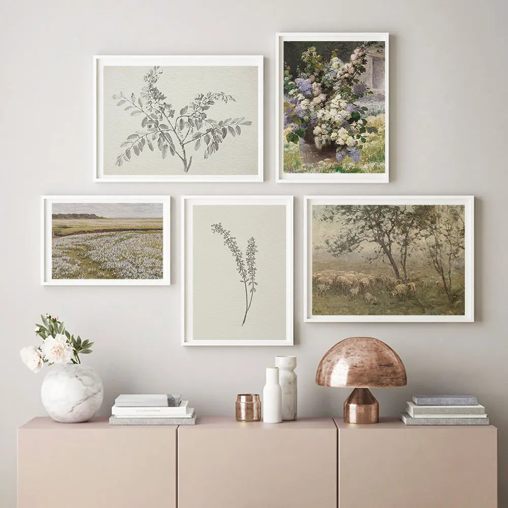 Картина маслом на холсте с изображением природы растений пейзажа винтажная