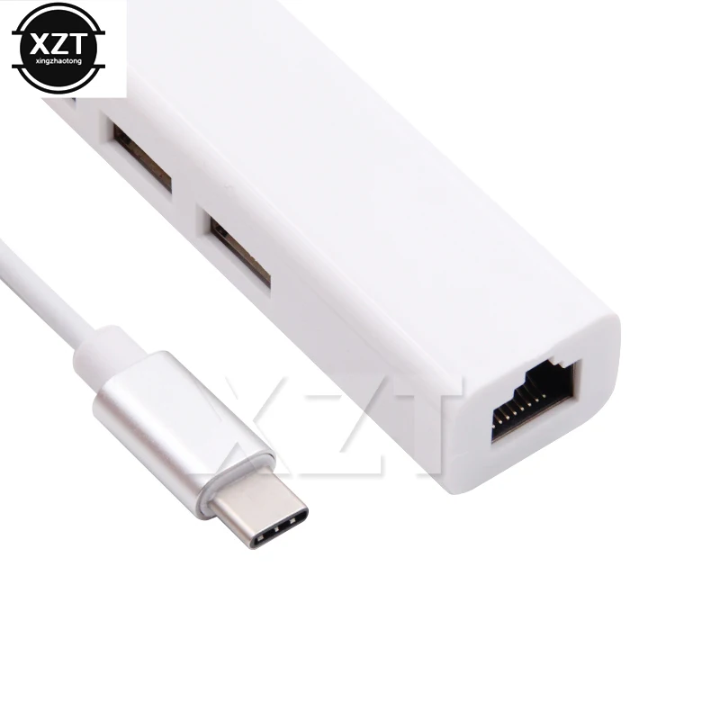 Сетевая карта USB 100 Тип C к Ethernet LAN RJ45 адаптер Мбит/с 3 портами концентратор