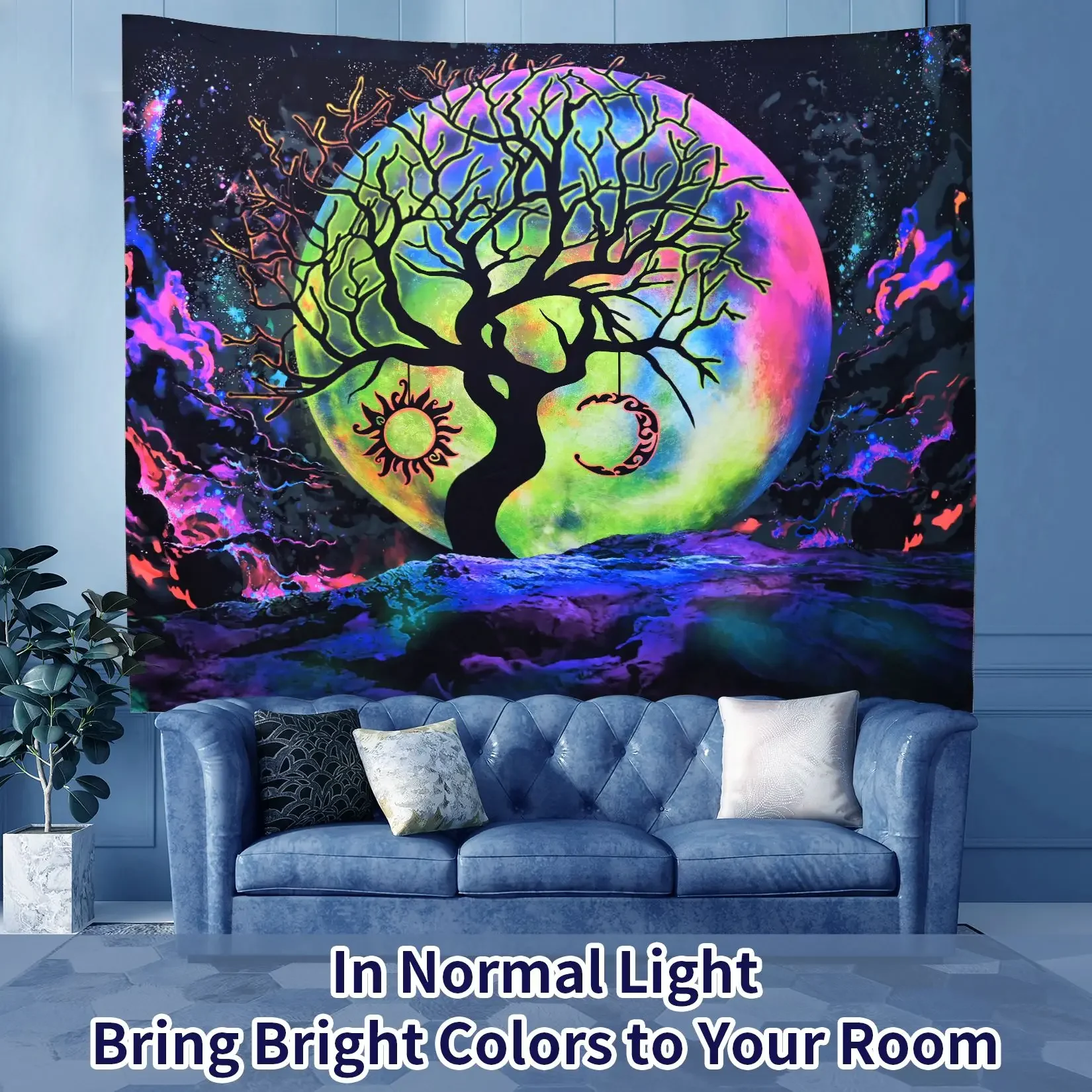 ФЛУОРЕСЦЕНТНОЕ одеяло эстетическая мандала искусственное свечение на стене